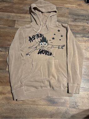 Kids Hooded Sweatshirt with 'LOOK MOM I CAN FLY' Graphic - Tan